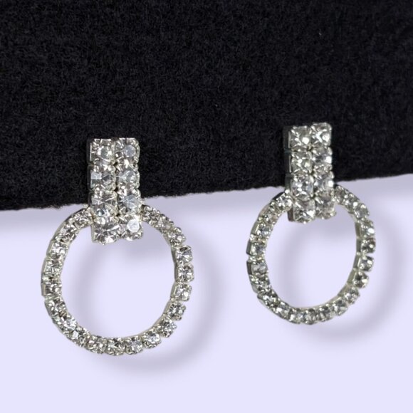 (2/$20) Vintage Rhinestone Cut Out Earrings - Picture 2 of 5